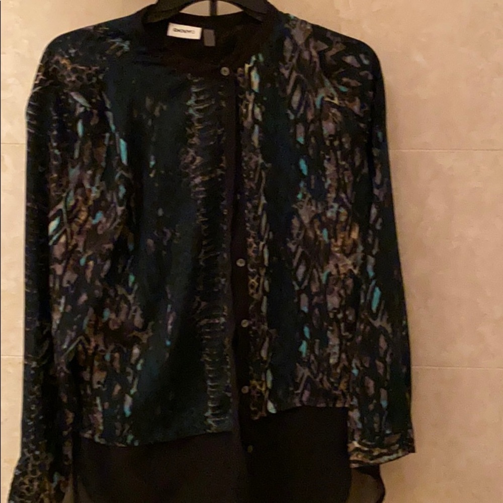 DKNYC Blouse - Black and Green